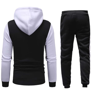 Ensemble survêtement homme personnalisé avec logo, sweat à capuche zippé noir et blanc, pantalon de jogging en molleton, deux pièces, streetwear, sportswear - Product Image 2