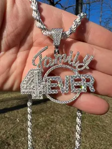 จี้สร้อยคอทรงกลมเจียระไนแบบบริลเลียนท์สำหรับผู้หญิง สไตล์ฮิปฮอป ประดับเพชรโมอิสซาไนต์ เงินแท้ 925 / ทองคำ  รุ่น Family Forever 4EVER  แบบลำลอง/สปอร์ต - Product Image 2