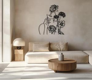 Modern Metal Floral Wall <b>Art</b> Black Finish Handmade Decor for Home Decoration Medium 25-32 Inch Minimalist Style - Product Image 6