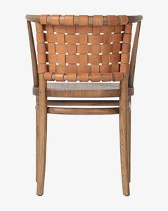 Silla de Comedor Contemporánea Penelope con Estructura de Madera de Teca Sólida y Respaldo de Cuero PU para Apartamento y Uso en Exteriores - Product Image 4