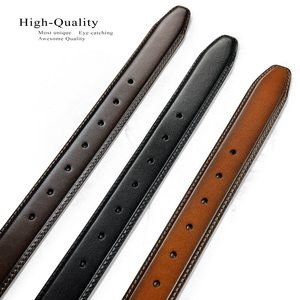 Cinturón Casual de Cuero Genuino para Hombre, Hebilla Rectangular de Cobre de Color Sólido, Diseño de una Sola Pieza Moldeada, Duradero - Product Image 2