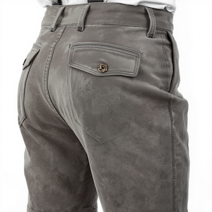 Pantalones Cortos Bávaros de Gamuza Genuina Color Gris Piedra para Hombre, Personalizados, Tradicionales, Bordados, para Oktoberfest, Proveedor OEM - Product Image 4