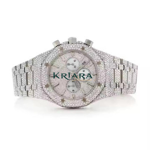 Montre en acier inoxydable argenté de qualité supérieure avec diamants en moissanite pour hommes et femmes, idéale pour un cadeau de luxe et la mode - Product Image 1