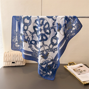 ผ้าพันคอไหมพิมพ์ลายสำหรับผู้หญิงรุ่นใหม่ปี 2026 ผ้าคลุมไหล่ ผ้าพันคอฮิญาบ ผ้าเช็ดหน้า ผ้าโพกหัว ผ้าพันคอแบบแบนดานา - Product Image 6