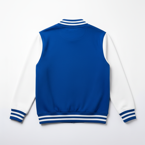 Chaqueta Varsity Azul para Hombre Directwise con Bordado del Número 7 y Parche de Rosa, Estilo Preppy para Otoño - Product Image 3