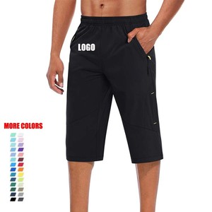 Shorts Bermuda pour homme, couleur unie, séchage rapide, avec poches, taille élastique, style décontracté, en polyester - Product Image 1