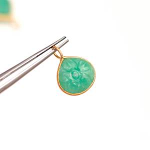 Pendentif fleur en amazonite naturelle, charme en argent sterling 925, pierre précieuse sculptée à la main, charme en forme de cœur pour la fabrication de bijoux, 12 mm - Product Image 5