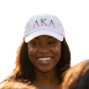 AKA Two Tone Letter Hat White Adjustable Cotton <b>Baseball</b> <b>Cap</b> with Embroidered Greek Sorority Headwear for Women - Product Image 3