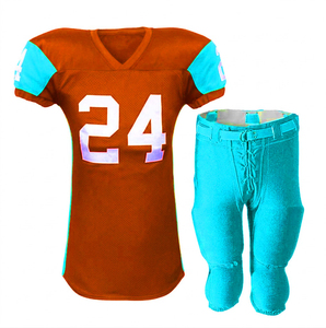 Maillot de football américain personnalisé, taille 24, vert et bleu, numéros d'équipe, col en V, manches courtes, maille respirante, coupe ajustée, taille adulte - Product Image 5