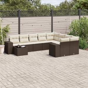 Conjunto de Sofás Modulares Grandes de Ratán PE Marrón para Jardín, Elegante Espacio de Vida al Aire Libre - Product Image 1