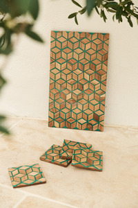 Quality Handicrafts <b>Wood</b> Resin Coasters <b>Placemats</b> 10x10cm Reusable Southeast Asia Style Multi Color Customized Packaging Hotels - Product Image 4