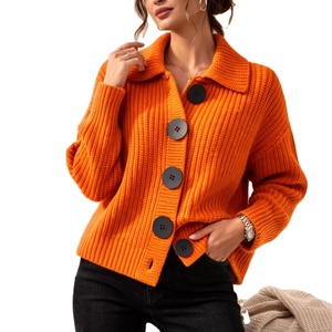 Pull en molleton épais pour femme, col boutonné, chaud et décontracté, en coton côtelé, idéal pour l'hiver – Vente en gros - Product Image 1