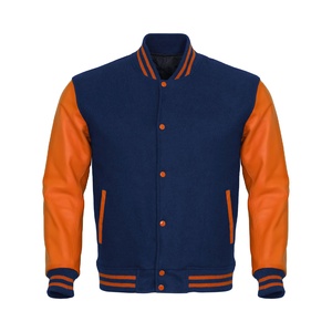 Men's 4XL Bomber Varsity <b>Jacket</b> Wool Body Cowhide <b>Leather</b> Sleeves Hooded Collar Embroidery Pocket Letterman Baseball Style - Product Image 1
