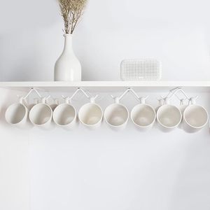 Support mural minimaliste pour tasses avec 8 tasses blanches détachables pour le rangement de la cuisine - Product Image 1
