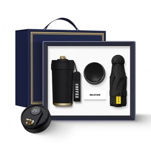 Special Christmas Promo <b>Gift</b> Stainless Steel Mug Capsule Umbrella Foldable Fan <b>Gift</b> Set <b>for</b> Guests - Product Image 1