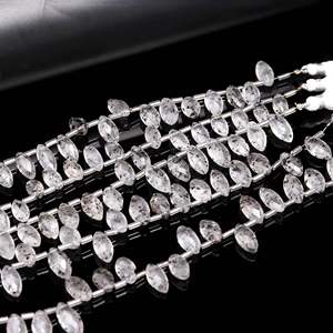 Perles de quartz naturel facettées en forme de marquise, percées sur le côté, pour la fabrication de bijoux, 7x12-8x13mm, 8 pouces, vente en gros - Product Image 2