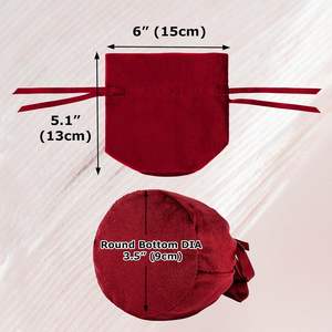 2025 20 pièces sacs d'emballage cadeau en velours personnalisés sacs de faveur de mariage avec fond rond pochette de rangement de bijoux Logo inclus - Product Image 6