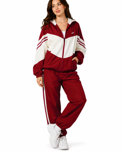 Women’s Retro Color Block Red <b>White</b> Nylon Windbreaker Tracksuit Wholesale Custom Lightweight Athletic Men's <b>Jackets</b> Set Supplier - Product Image 6