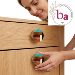Epic Modern Resin Wood Brass Drawer <b>Door</b> Knobs <b>Pull</b> <b>Handles</b> for Kitchen Living Room Bedroom Gym Wardrobe Cabinet Hotel - Product Image 2