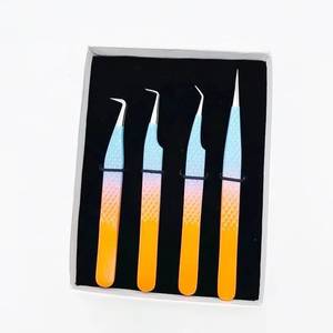 Juego de Pinzas Quirúrgicas para Pestañas Morje, Herramientas de Precisión de Acero Inoxidable, Puntas Dentadas/Serradas, 10 mm de Longitud, Degradado Naranja Azul - Product Image 4