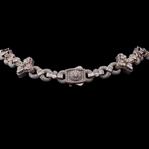 Best Selling Luxury Rose Gold Plated 18K Solid Gold Moissanite <b>Statement</b> <b>Necklace</b> Geometric Link Chain Party Jewelry Women's - Product Image 1