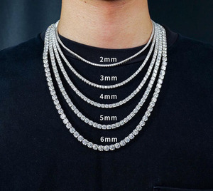 Cheap Price Ready Ship Rhodium Moissanite Diamond Tennis <b>Chain</b> Necklace Hip Hop Iced Jewelry <b>VVS</b> Moissanite <b>Chain</b> Party Gift - Product Image 2