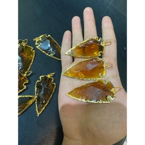 Brown Colour Electroplated Handmade Gemstone Arrowhead Figurine Fashion Trends Colourful Unisex <b>Mascot</b> Theme - Product Image 1