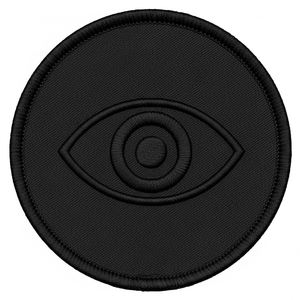 Parche Masónico Ojo que todo lo ve, Bordado en negro sobre negro, Emblema de la Francmasonería, Aplique para uniforme ritual, Emblema para coser - Product Image 1