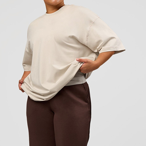 Women's High Quality Organic Cotton Casual <b>Athletic</b> Yoga Running T-Shirts Short Sleeve Jersey Crew Neck Loose Summer - Product Image 3