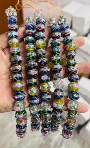 Handmade 12mm Round <b>Crystal</b> Glass <b>Beads</b> with Silver Swirl Lampwork Jewelry Making DIY Necklace <b>Bracelet</b> Earrings - Product Image 4