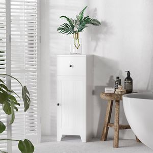 Piccolo Armadietto Organizzatore Autoportante con 1 Ripiano Regolabile, Mobiletto Bianco da Terra per Bagno e Soggiorno - Product Image 2