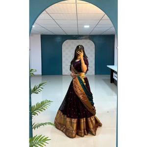 FANCY BLOOMING GEORGETTE SECUENCIA TRABAJO LISTO PARA USAR LEHENGA CHOLI CON DUPATTA COFFEE ROPA lehenga choli - Product Image 2