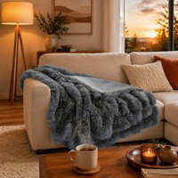 Plaid chauffant 50x60 pouces en fausse fourrure pelucheuse et flanelle double couche, 10 réglages de chaleur, arrêt automatique, lavable en machine pour la maison