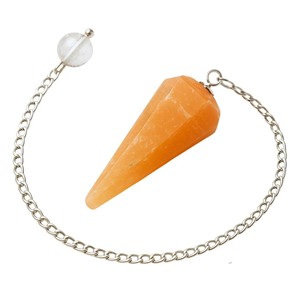 Péndulo de cristal de selenita naranja de alta calidad, forma cónica, tallado pulido, hermosa herramienta de radiestesia, sanación energética, venta al por mayor - Product Image 5