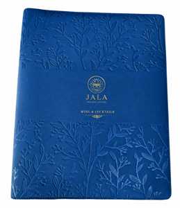 JALA PU Leather Matt Black Menu Folder Floral Embossed Design ISO Certified Wine Cocktails Restaurant Use Model MZMNB-52 - Product Image 6