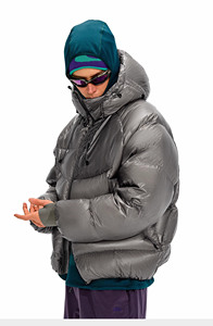 Chaqueta Acolchada con Capucha para Hombre, Resistente al Viento, Rellena de Plumón, Gruesa, Informal, para Invierno, Color Gris, Corte Regular, Cierre de Cremallera, Color Sólido - Product Image 3