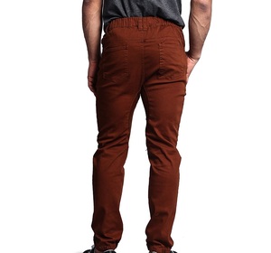 Men's Brown Elastic Waist Drawstring <b>Pants</b> With Side Pockets Casual Midweight Cotton Autumn Wear - Product Image 2