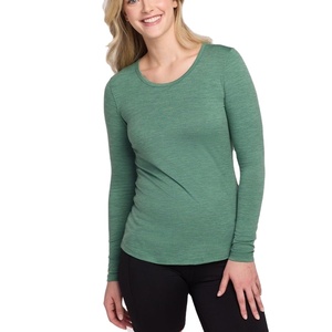 Mode décontractée sport manches longues femmes T-shirts hiver automne coton uni manches longues col rond femmes chemises de BD - Product Image 1