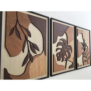 Conjunto de Arte Mural de Hojas de Madera Hechas a Mano |   Panel de Madera Natural con Incrustaciones |   Venta al por mayor - Product Image 1