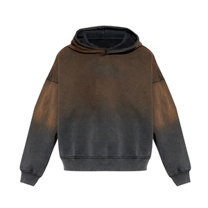 Sweat à capuche oversize pour homme, effet délavé, 100% coton, molleton français, couleur dégradée, coupe classique, style streetwear d'hiver - Product Image 1
