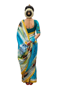 Sari traditionnel indien, pakistanais, bangladais pour femmes, en soie pure de Bishnupuri, imprimé à la main - Product Image 2