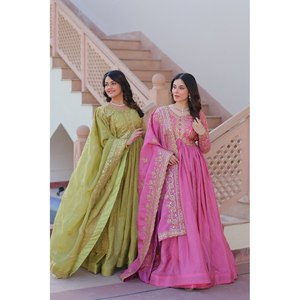<b>Sequins</b> & Multi-Embroidered Evening Gown for Party Wear - Product Image 4
