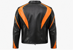 เสื้อแจ็คเก็ตหนังผู้ชายสไตล์นักขี่มอเตอร์ไซค์ คอตั้ง ปิดด้วยซิป - Product Image 6
