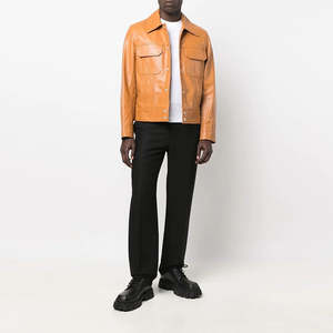 Veste en cuir PU pour homme NESTA SPORTS Fashion Factory, logo personnalisé, coupe ajustée, style motard, manches longues, coupe-vent, vêtement décontracté - Product Image 4