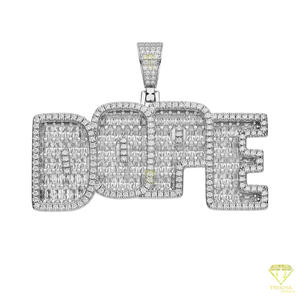 Colgante de lujo con el nombre 'DOPE', diamante moissanita, cadena hip hop, oro rosa, joyería brillante para hombres y mujeres - Product Image 2