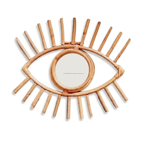 Miroir mural rond en rotin fait main AG Elements, style bohème, décoration de mariage, décoration pour salon, chambre à coucher, salle de bain - Product Image 1