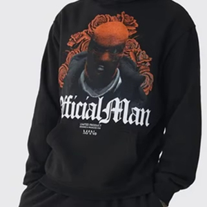 Official Man Men's Black Hooded Tracksuit Full Sleeve Cotton Streetwear Autumn Style With Side Pockets Elastic Waist - Product Image 5