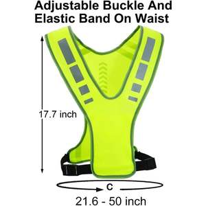 Chaleco reflectante de seguridad transpirable para correr con bolsillo portátil con flash LED para ciclismo nocturno, caminar, trotar, montar en bicicleta - Product Image 2