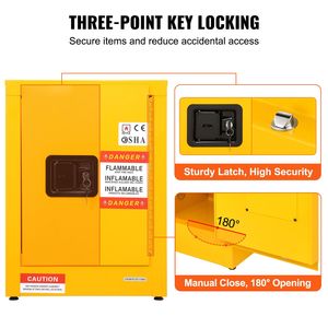 Armadio di Sicurezza per Materiali Infiammabili in Acciaio Zincato 43x43x56 cm con Ripiani Regolabili per Stoccaggio in Magazzino - Product Image 6