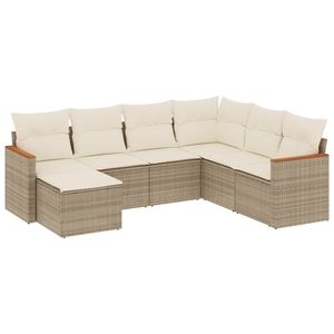Conjunto de Sofás de Jardín Beige, Mimbre de Ratán PE para Exteriores con Cojines de Espuma de Alta Densidad, Diseño Contemporáneo Impermeable - Product Image 4